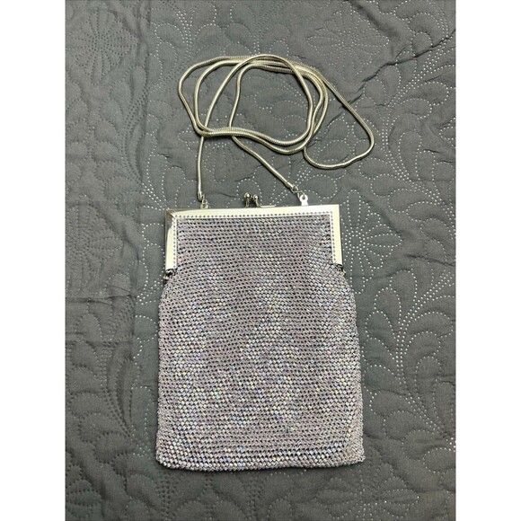 VALERIE STEVENS Lavender Beaded Evening Bag/Clutch w/Silver Metal Chain Strap - Picture 1 of 10